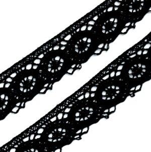 Ruban Dentelle crochet NOIR 20mm 100% coton