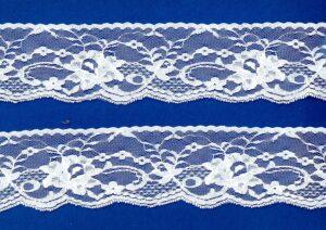 Ruban dentelle blanc 60mm nylon vendu au mètre pour couture, lingerie, floral, mariage