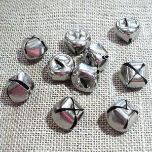 Grelots métal 11mm argenté 10 pièces pour travaux manuels, figurines aux crochet
