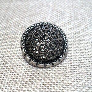 Bouton boule baroque argenté 18mm métal filigrane fine