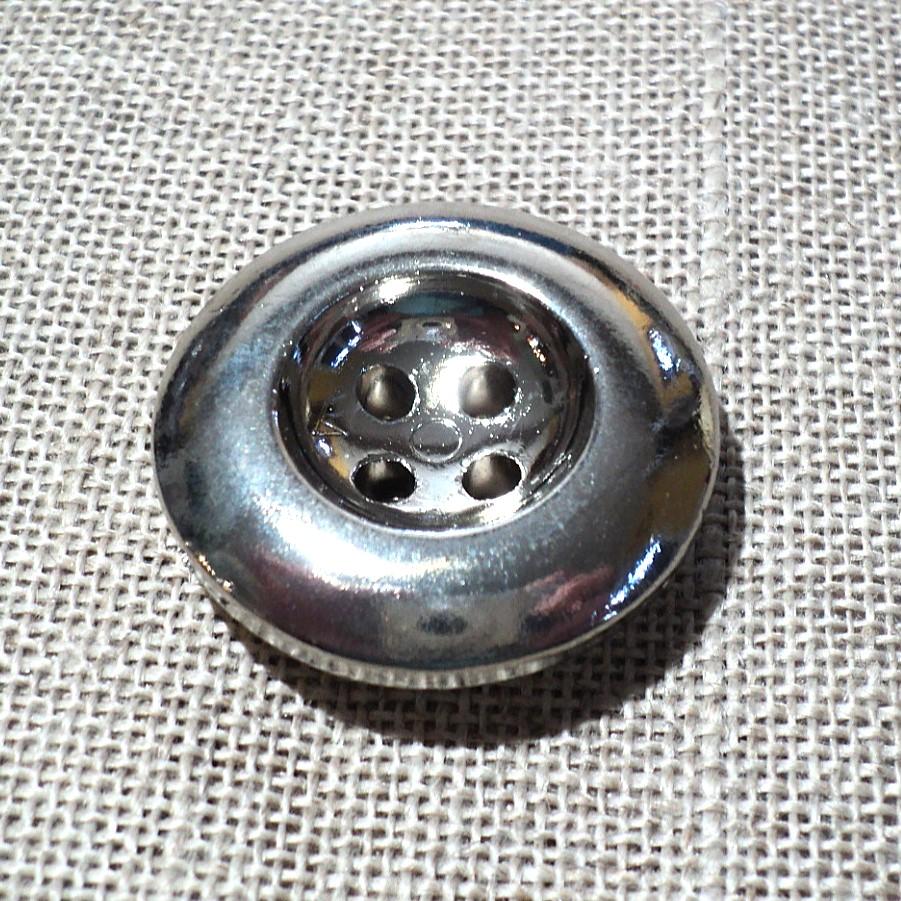Bouton manteau 28mm argenté brillant avec 4-trous, bouton caban, veste, les tricots