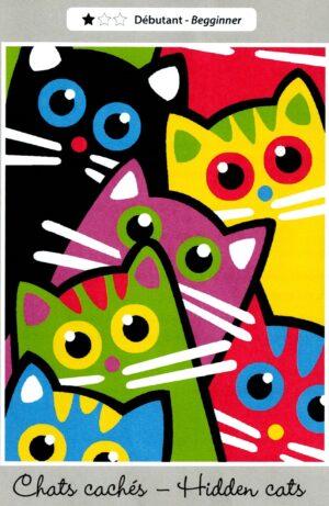 Kit canevas Les chats cachés 14x18cm demi point croix Margot 766-6024221