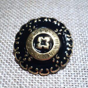 Bouton métal dorénoir 22mm à pied avec un cercle des chiffres Romains pour veste, blazer, gilet