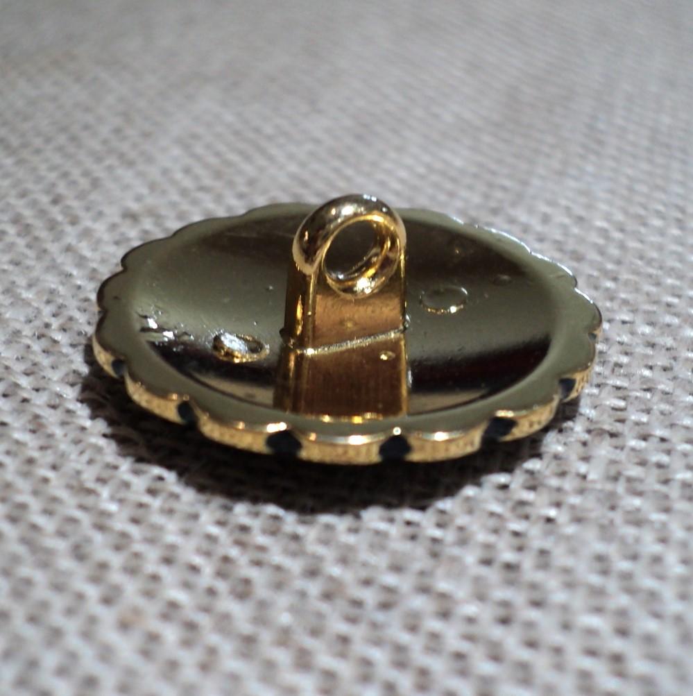 Bouton métal dorénoir 22mm à pied avec un cercle des chiffres Romains pour veste, blazer, gilet le dos