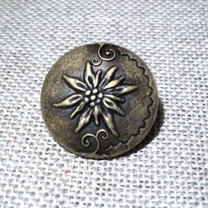 Bouton métal tyrolien Edelweiss bronze 20mm, Bouton folklorique