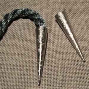 Embout cordon métal argenté 30mm, embouts de cordelette métal décoratif