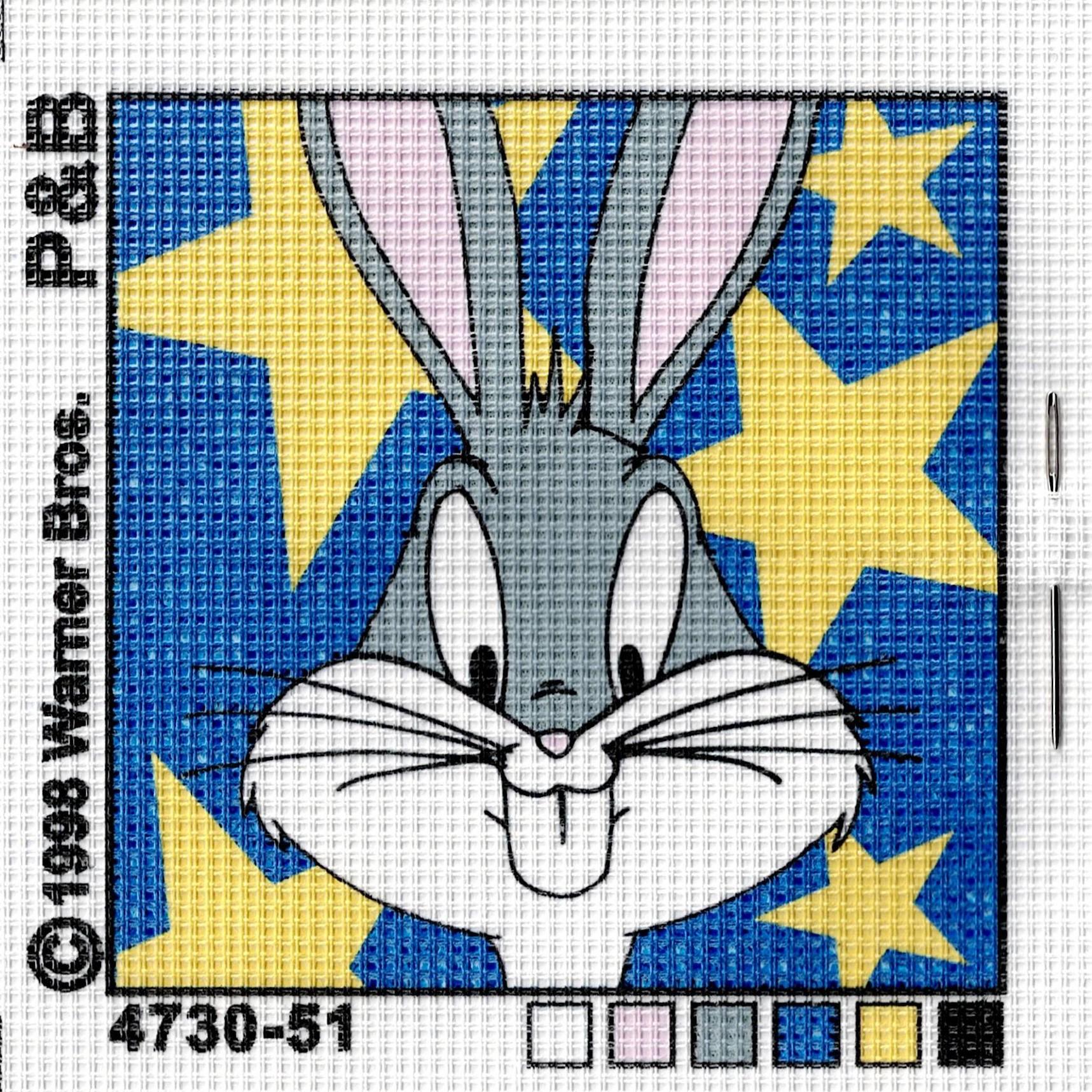 Kit Canevas ENFANT 12x12cm Bugs Bunny, demi point croix débutant