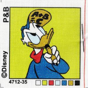 Kit Canevas ENFANT 12x12cm Donald Duck, demi point croix débutant