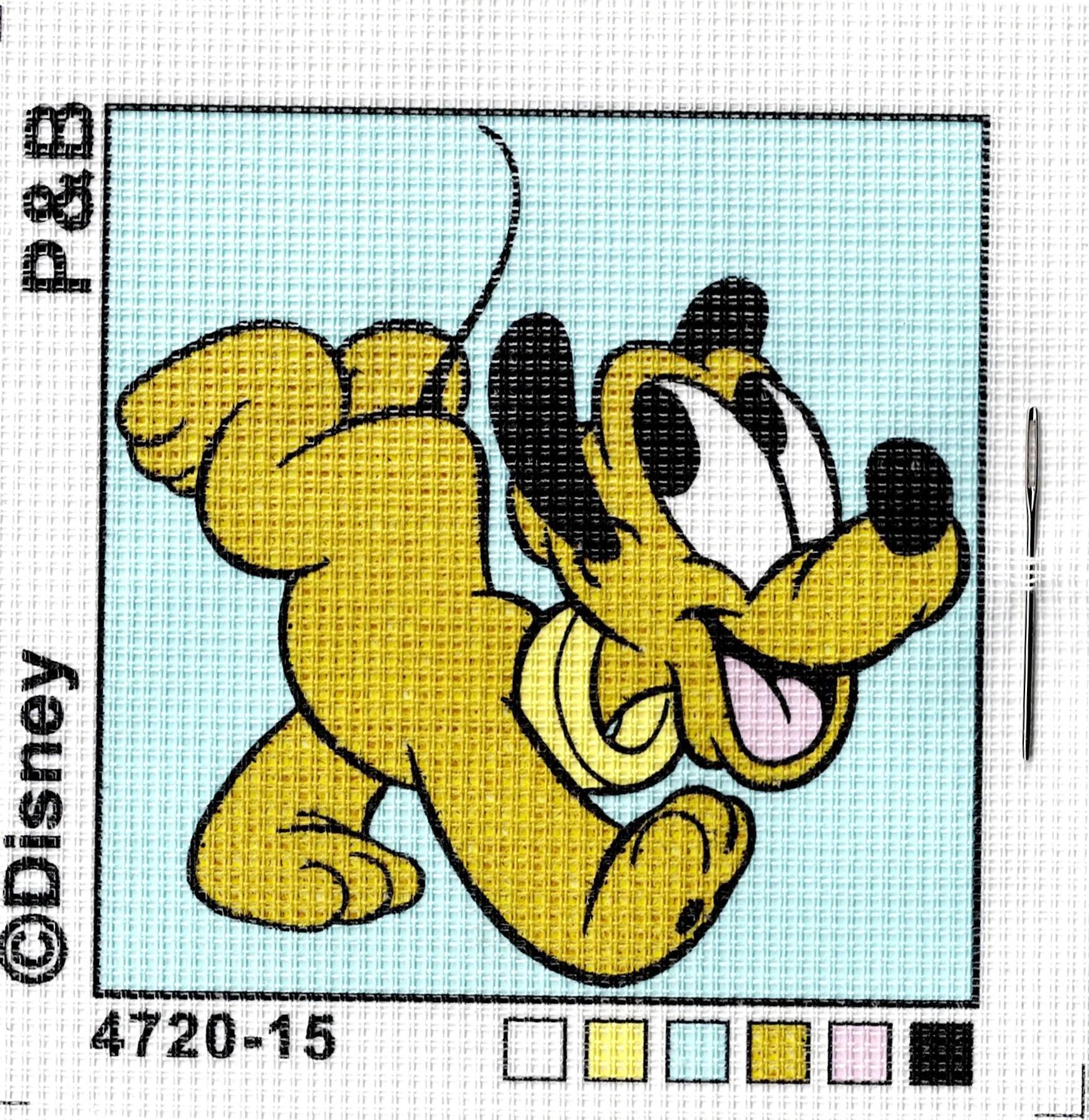 Kit Canevas ENFANT 12x12cm Pluto le chien, demi point croix débutant