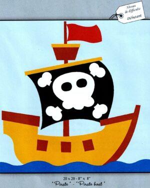 Kit Canevas ENFANT 14x14cm Le bateau pirate gros trou débutant, demi point croix Margot
