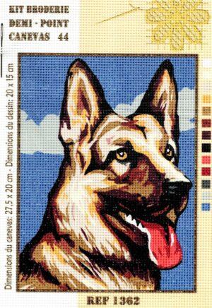 Kit canevas 27.5x20cm Berger Allemand demi point croix