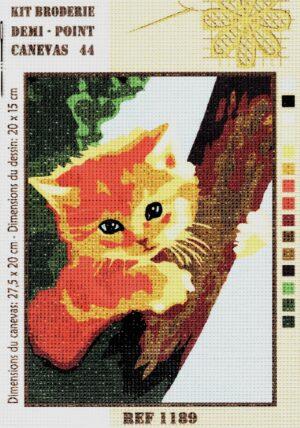 Kit canevas 27.5x20cm Le chat roux demi point croix