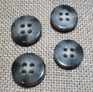Bouton chemise 12mm13mm gris noir 4-trous Petit bouton button down