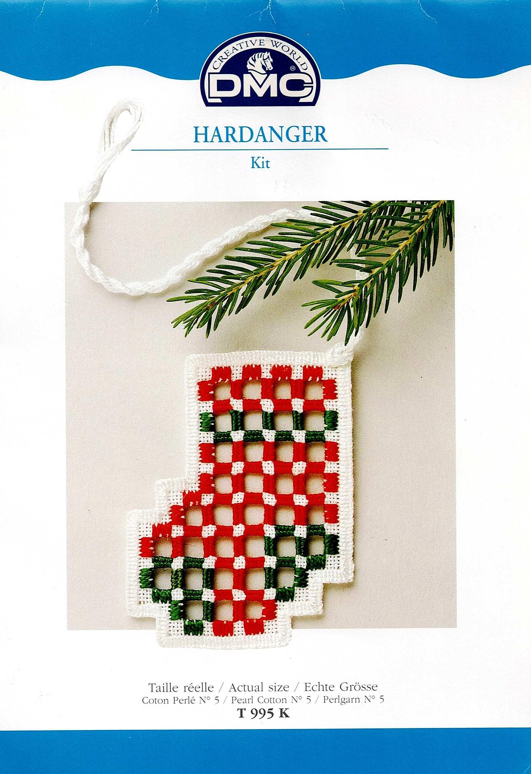 Chaussette de Noël Kit à broder Hardanger 15x15cm toile Lugana DMC
