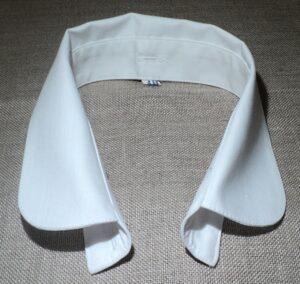Col blanc coton batiste 40cm, détachable avec 3 boutonnières, col rond