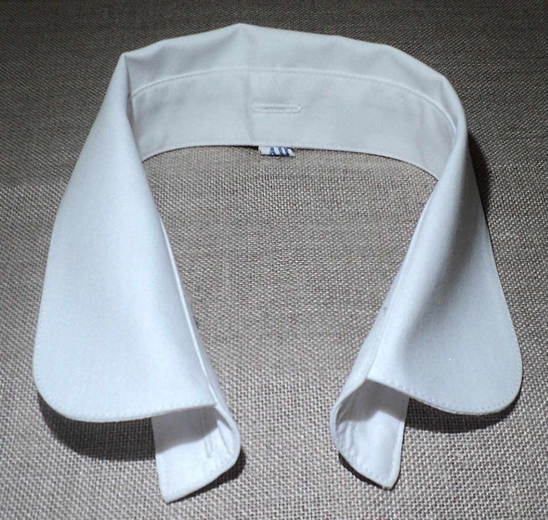 Col blanc coton batiste 40cm, détachable avec 3 boutonnières, col rond