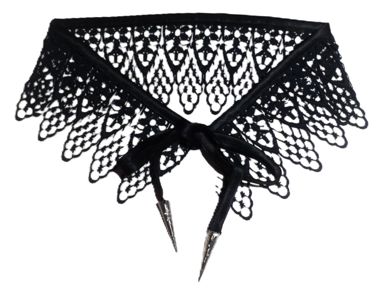 Col en dentelle guipure noir 52cm collier dentelle
