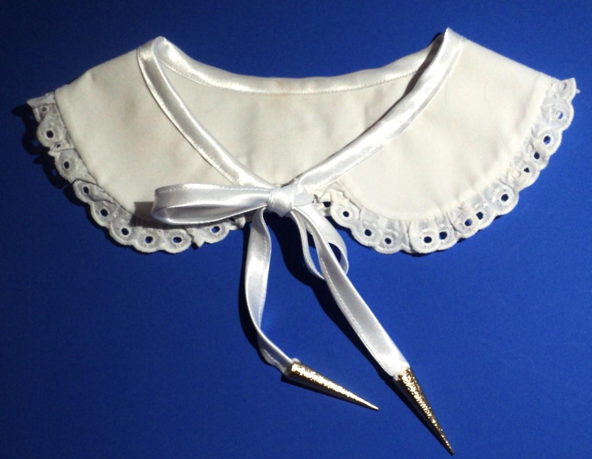 Col fille 35cm blanc batistebroderie anglaise 100% coton, col Claudine détachable