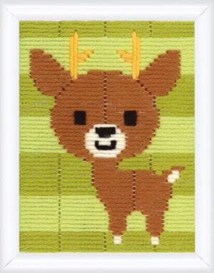Kit Canevas ENFANT 12.5x16cm 'Le cerf' gros trou débutant au point lancé