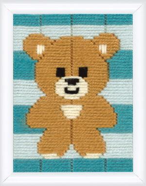 Kit Canevas ENFANT 12.5x16cm 'Petit ours' gros trou débutant au point lancé