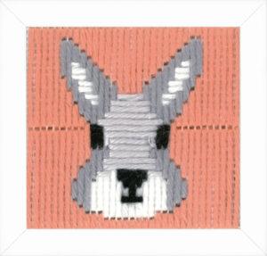 Kit Canevas ENFANT 9.5x9.5cm 'Le lapin' gros trou débutant au point lancé