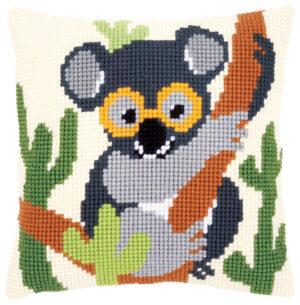 Kit Coussin imprimé Koala 40x40cm au point croix canevas grosse trame