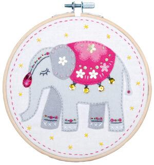 Kit d'artisanat avec feutre Éléphant 15x15cm tambour inclus