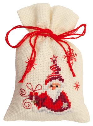 Kit sachet Santa Noël 8x12cm aida 7 à broder au point croix à compté, niveau facile