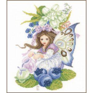 La fée aux myrtilles Kit au point croix 22x28cm toile 10.5 au point compté Lanarte