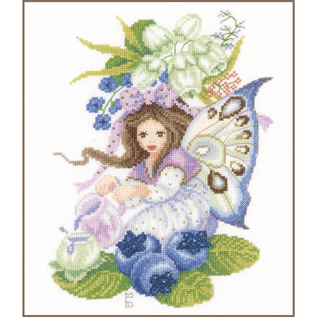 La fée aux myrtilles Kit au point croix 22x28cm toile 10.5 au point compté Lanarte