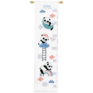 Toise de naissance avec les pandas 18x70cm Aida 5.4 kit au point croix, au point compté